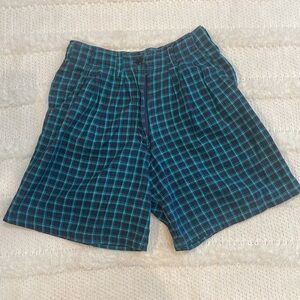 Vintage Melbourne elements high waist plaid shorts 100% cotton blue green size 6